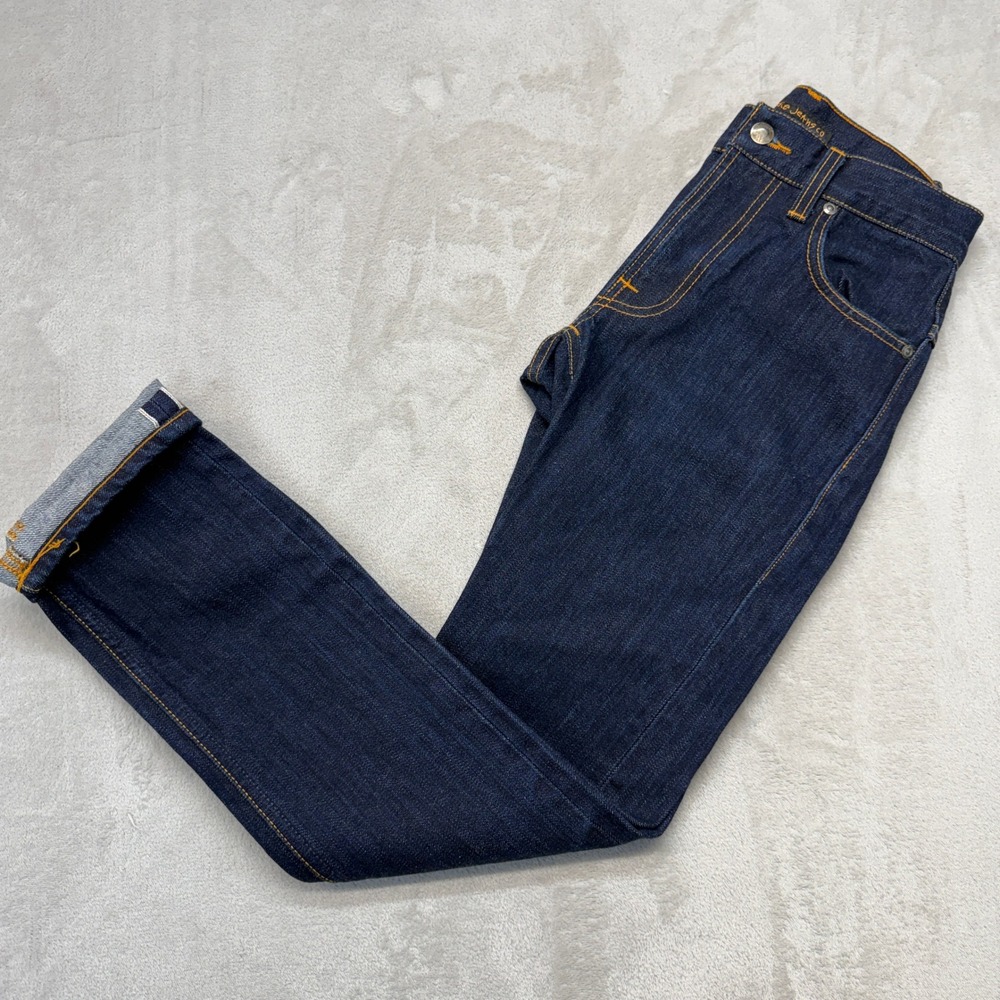 Nudie Jeans Mens 26x30 Blue Thin Finn‎ Dry Flat Selvage Indigo Wash Slim Preppy